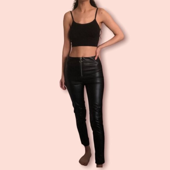 Pants - ZARA Black Faux-Leather Pants